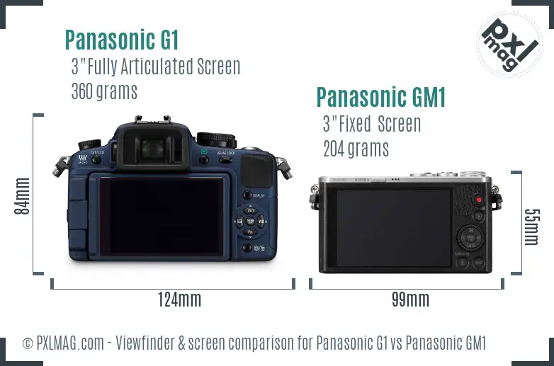 Panasonic G1 vs Panasonic GM1 Screen and Viewfinder comparison