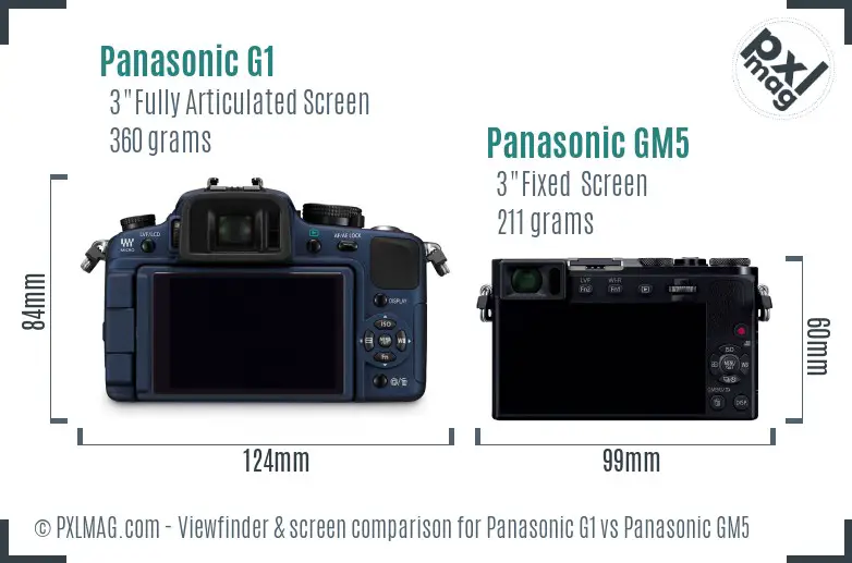 Panasonic G1 vs Panasonic GM5 Screen and Viewfinder comparison