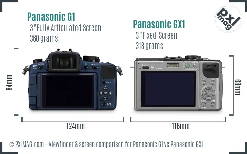 Panasonic G1 vs Panasonic GX1 Screen and Viewfinder comparison