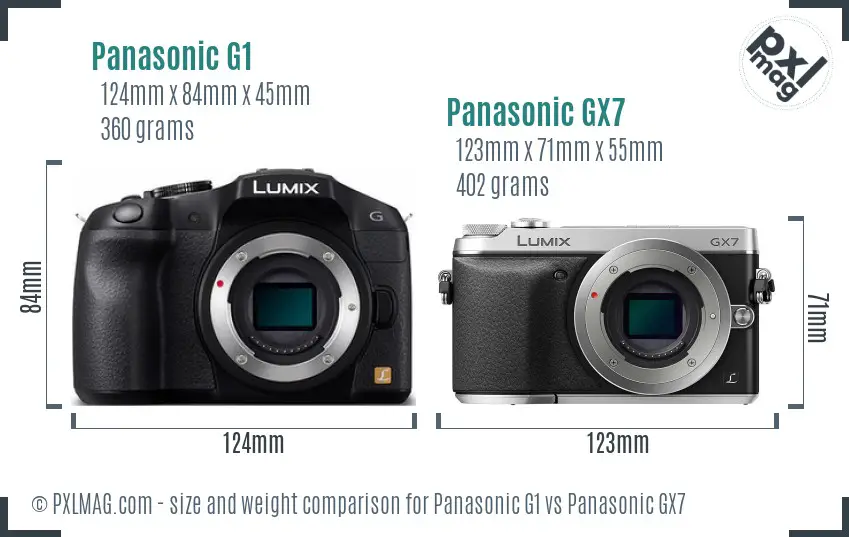 Panasonic G1 vs Panasonic GX7 size comparison