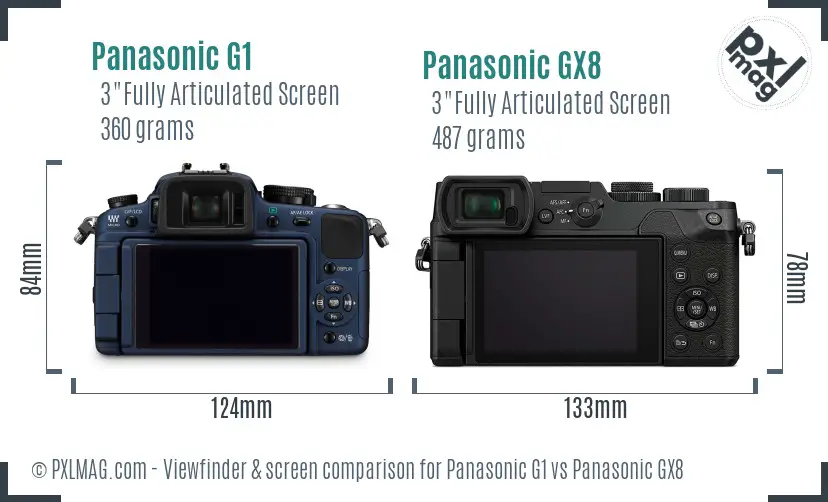 Panasonic G1 vs Panasonic GX8 Screen and Viewfinder comparison