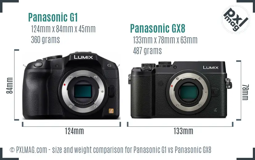 Panasonic G1 vs Panasonic GX8 size comparison
