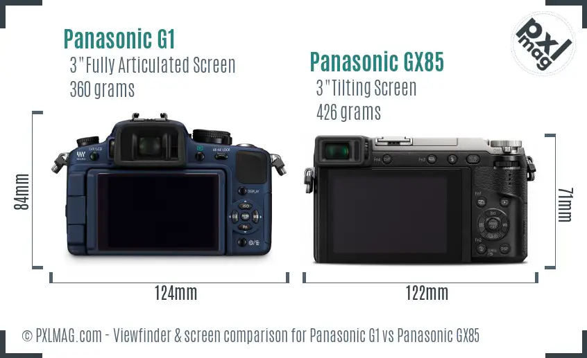 Panasonic G1 vs Panasonic GX85 Screen and Viewfinder comparison