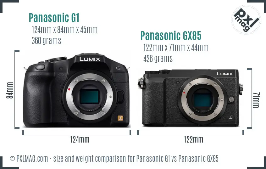 Panasonic G1 vs Panasonic GX85 size comparison