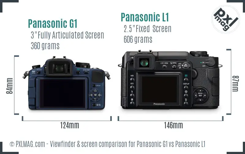 Panasonic G1 vs Panasonic L1 Screen and Viewfinder comparison