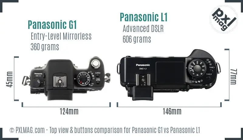 Panasonic G1 vs Panasonic L1 top view buttons comparison