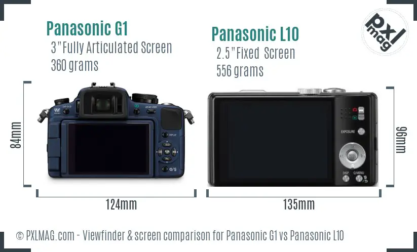 Panasonic G1 vs Panasonic L10 Screen and Viewfinder comparison