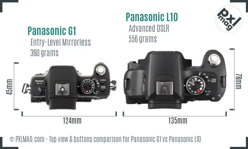 Panasonic G1 vs Panasonic L10 top view buttons comparison