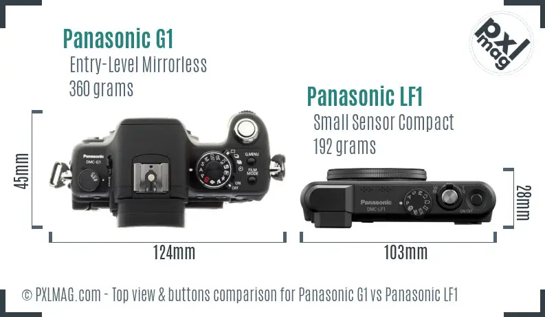 Panasonic G1 vs Panasonic LF1 top view buttons comparison