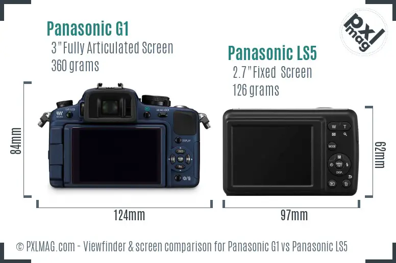 Panasonic G1 vs Panasonic LS5 Screen and Viewfinder comparison