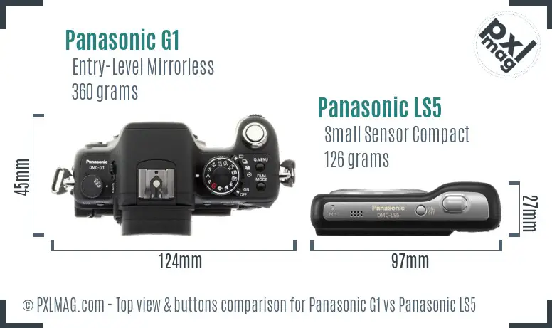 Panasonic G1 vs Panasonic LS5 top view buttons comparison