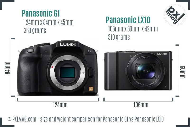 Panasonic G1 vs Panasonic LX10 size comparison