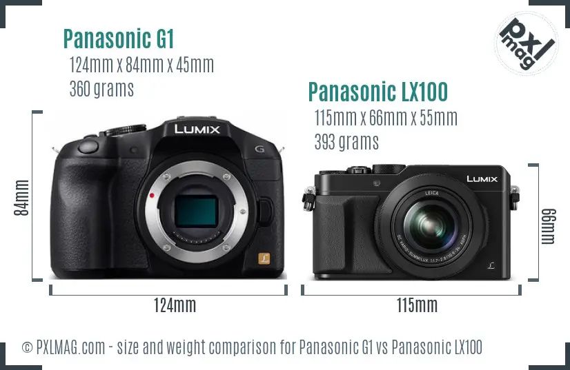 Panasonic G1 vs Panasonic LX100 size comparison