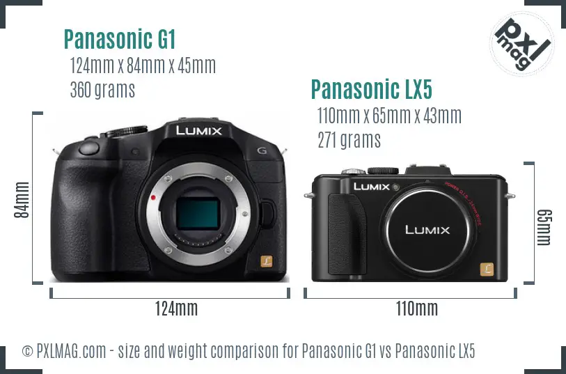 Panasonic G1 vs Panasonic LX5 size comparison