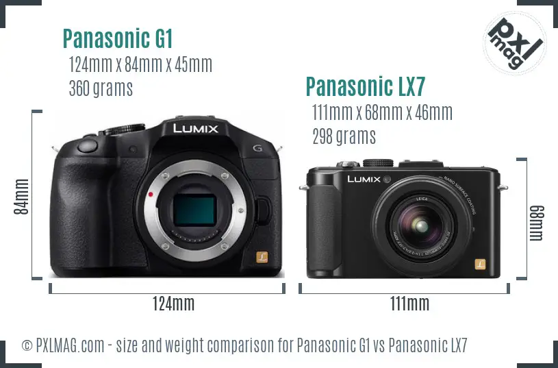 Panasonic G1 vs Panasonic LX7 size comparison