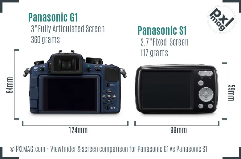 Panasonic G1 vs Panasonic S1 Screen and Viewfinder comparison