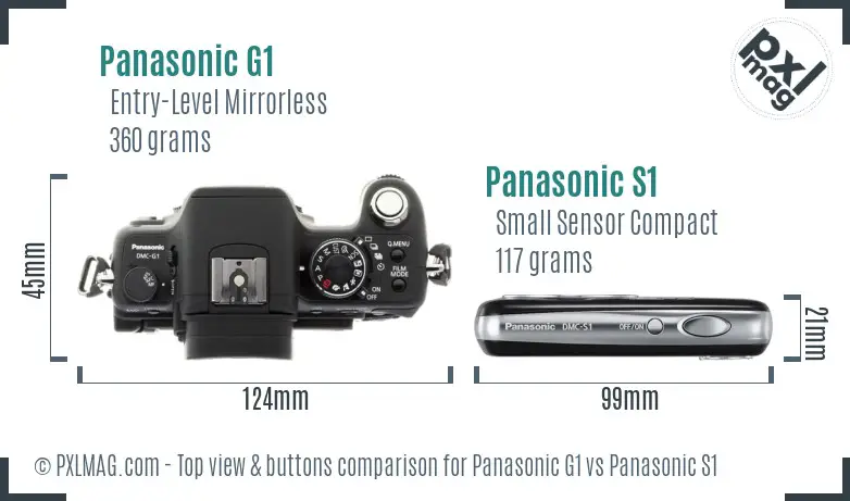 Panasonic G1 vs Panasonic S1 top view buttons comparison