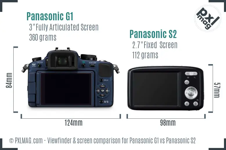 Panasonic G1 vs Panasonic S2 Screen and Viewfinder comparison
