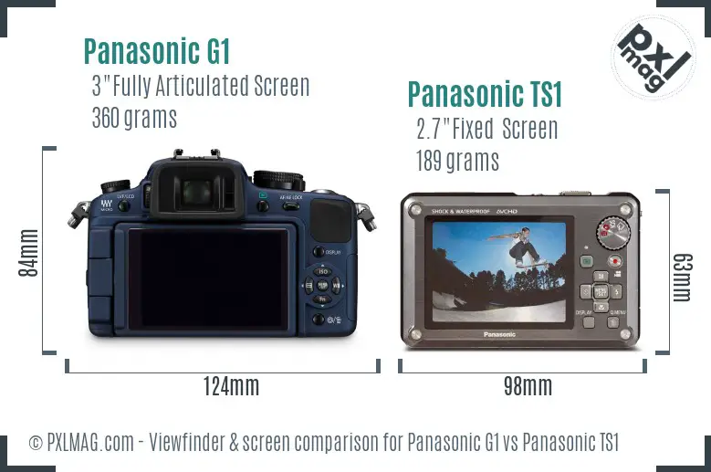 Panasonic G1 vs Panasonic TS1 Screen and Viewfinder comparison