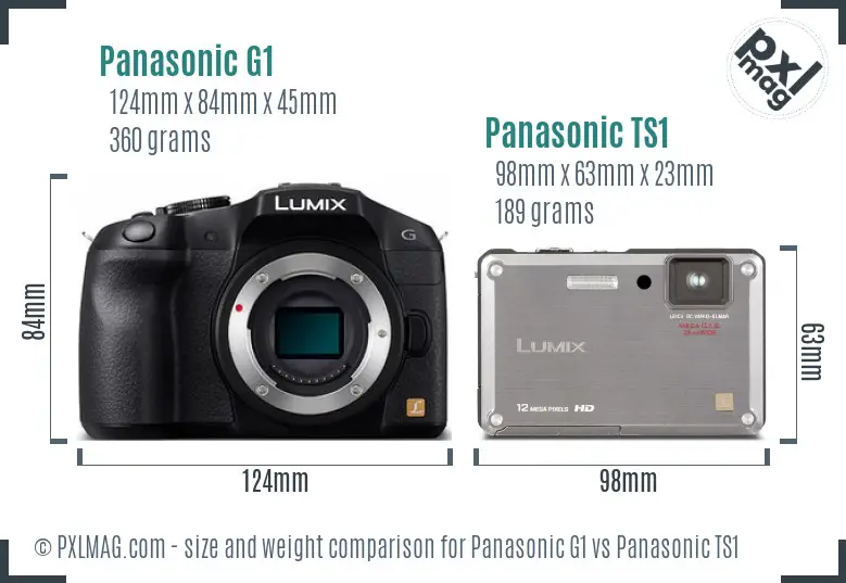 Panasonic G1 vs Panasonic TS1 size comparison
