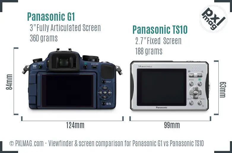 Panasonic G1 vs Panasonic TS10 Screen and Viewfinder comparison