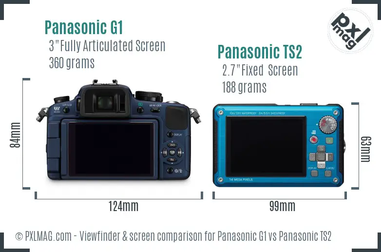 Panasonic G1 vs Panasonic TS2 Screen and Viewfinder comparison
