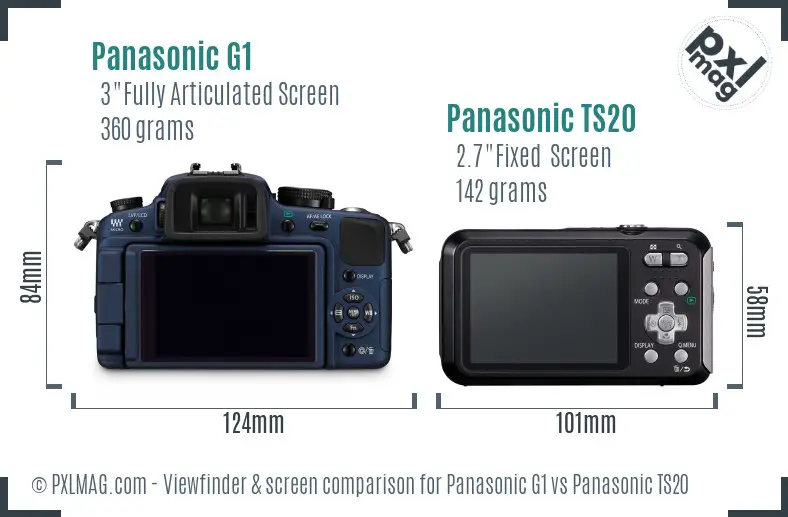 Panasonic G1 vs Panasonic TS20 Screen and Viewfinder comparison
