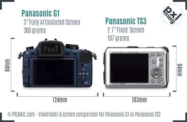 Panasonic G1 vs Panasonic TS3 Screen and Viewfinder comparison