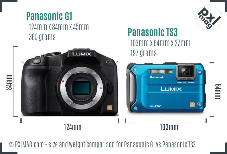 Panasonic G1 vs Panasonic TS3 size comparison