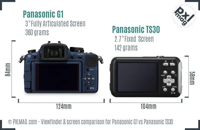 Panasonic G1 vs Panasonic TS30 Screen and Viewfinder comparison