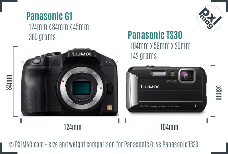 Panasonic G1 vs Panasonic TS30 size comparison
