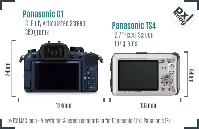 Panasonic G1 vs Panasonic TS4 Screen and Viewfinder comparison