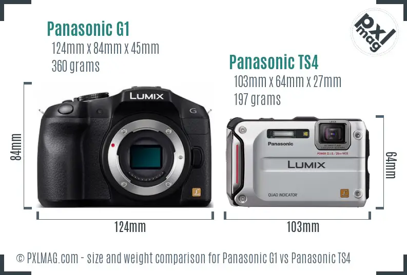 Panasonic G1 vs Panasonic TS4 size comparison