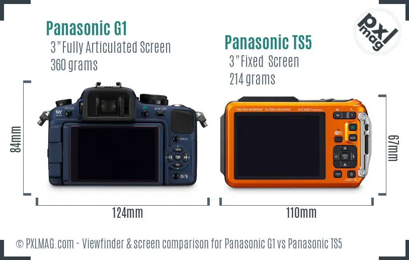 Panasonic G1 vs Panasonic TS5 Screen and Viewfinder comparison