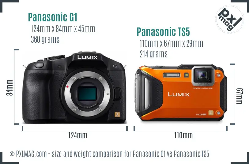 Panasonic G1 vs Panasonic TS5 size comparison