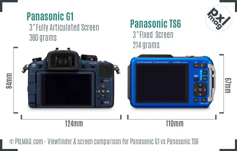 Panasonic G1 vs Panasonic TS6 Screen and Viewfinder comparison