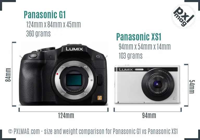 Panasonic G1 vs Panasonic XS1 size comparison