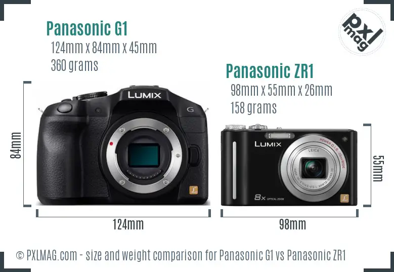 Panasonic G1 vs Panasonic ZR1 size comparison
