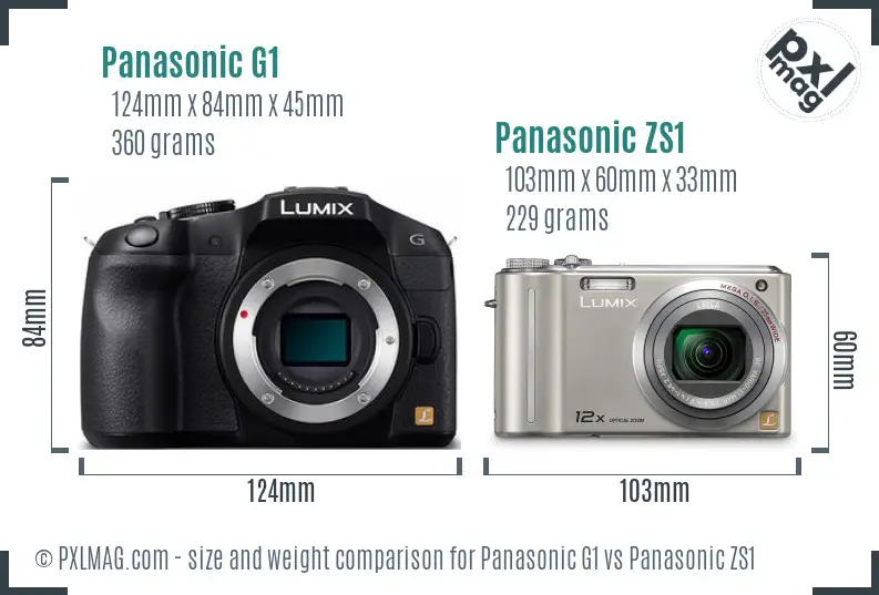 Panasonic G1 vs Panasonic ZS1 size comparison