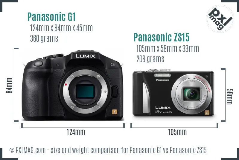 Panasonic G1 vs Panasonic ZS15 size comparison