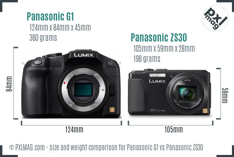 Panasonic G1 vs Panasonic ZS30 size comparison