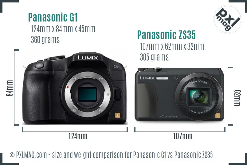 Panasonic G1 vs Panasonic ZS35 size comparison