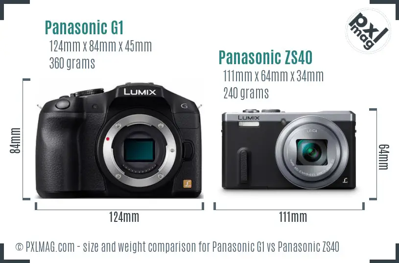 Panasonic G1 vs Panasonic ZS40 size comparison