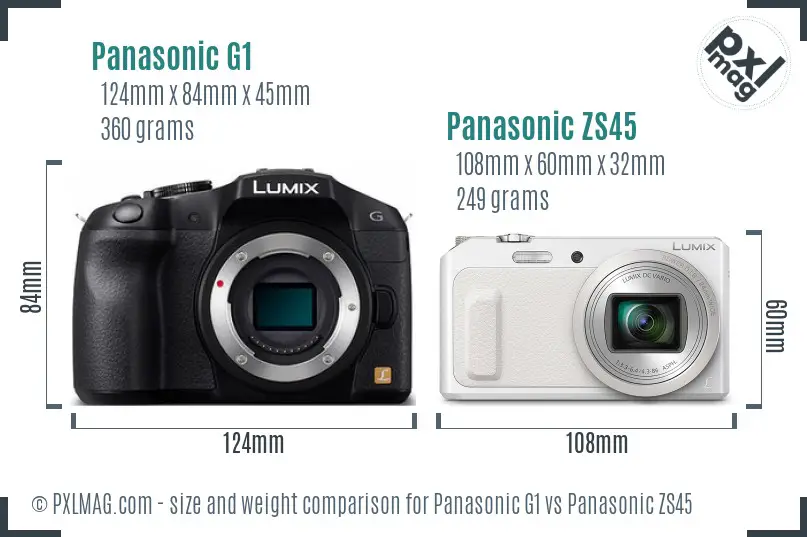 Panasonic G1 vs Panasonic ZS45 size comparison
