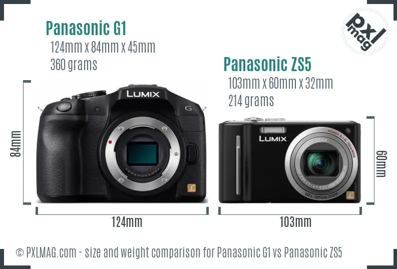 Panasonic G1 vs Panasonic ZS5 size comparison