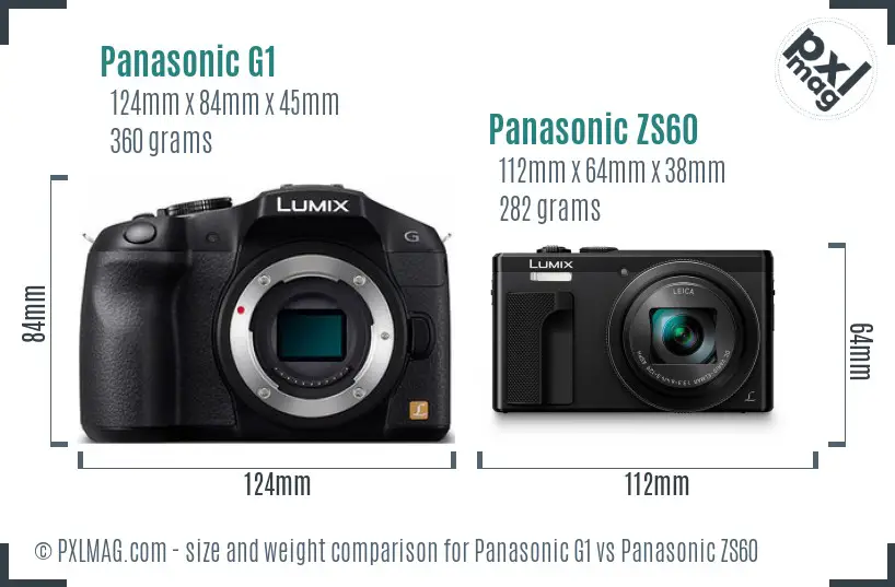 Panasonic G1 vs Panasonic ZS60 size comparison