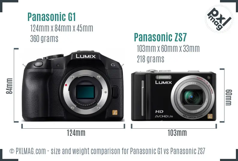 Panasonic G1 vs Panasonic ZS7 size comparison