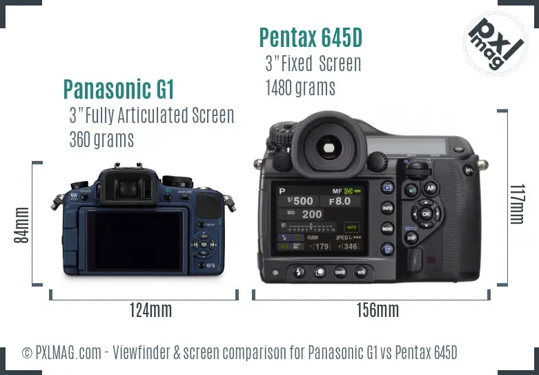 Panasonic G1 vs Pentax 645D Screen and Viewfinder comparison