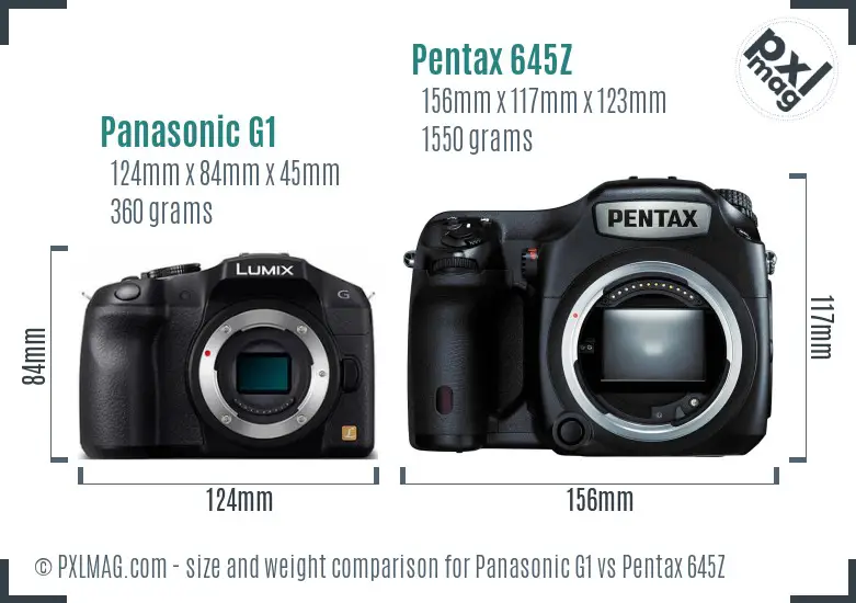 Panasonic G1 vs Pentax 645Z size comparison