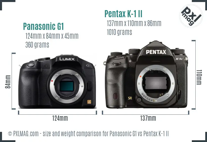 Panasonic G1 vs Pentax K-1 II size comparison